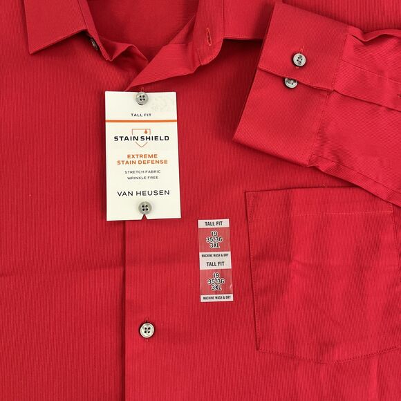 New Mens Van Heusen Stain Shield Tall Fit Long Sleeve Dress Shirt 19-35/36 3XL - Picture 3 of 8